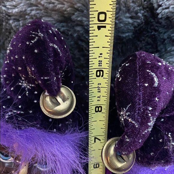 Two Vintage Purple Jester Dolls with Porcelain Heads and Bells - Picture 12 of 16